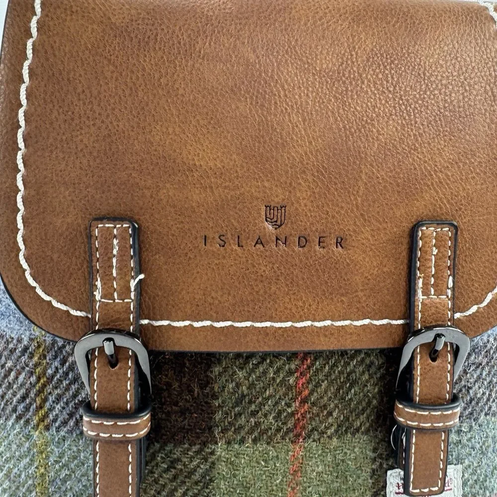 Islander Jura Mini Backpack Harris Tweed Tartan Vegan Leather Scotland NWOT